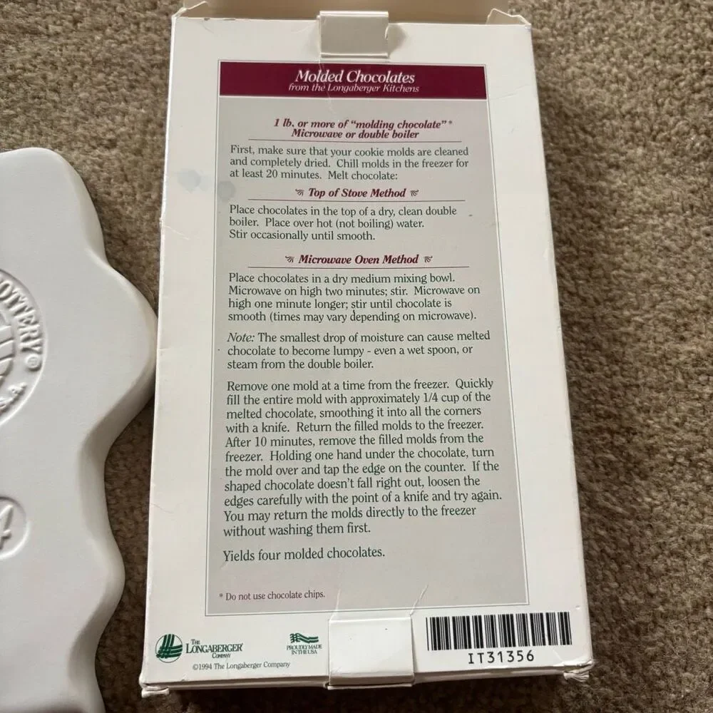 Longaberger Pottery 1994 Angel Series Cookie Mold Hope *New*